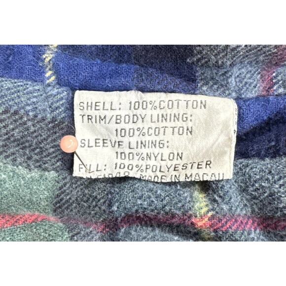 Vintage Jean Oversized Bomber Jacket with Tartan Plaid Lining Boyfriend - Picture 15 of 16